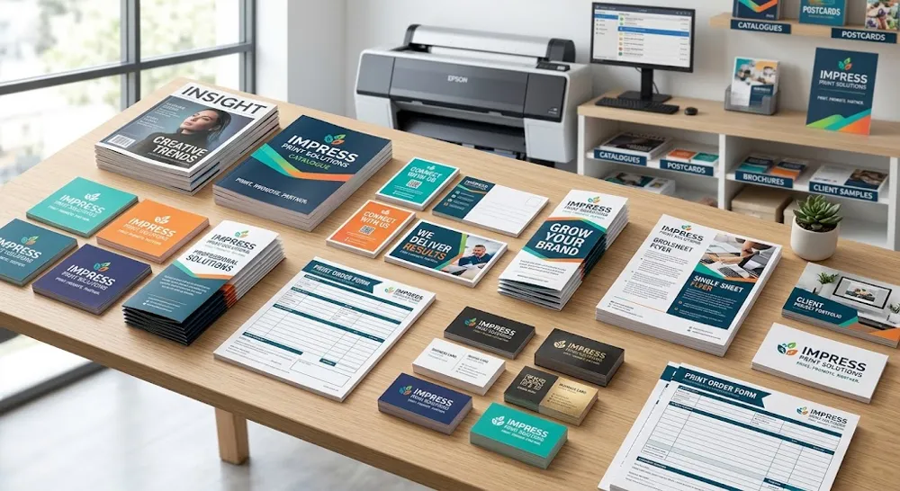 Material impreso: tarjetas, folletos y catálogos